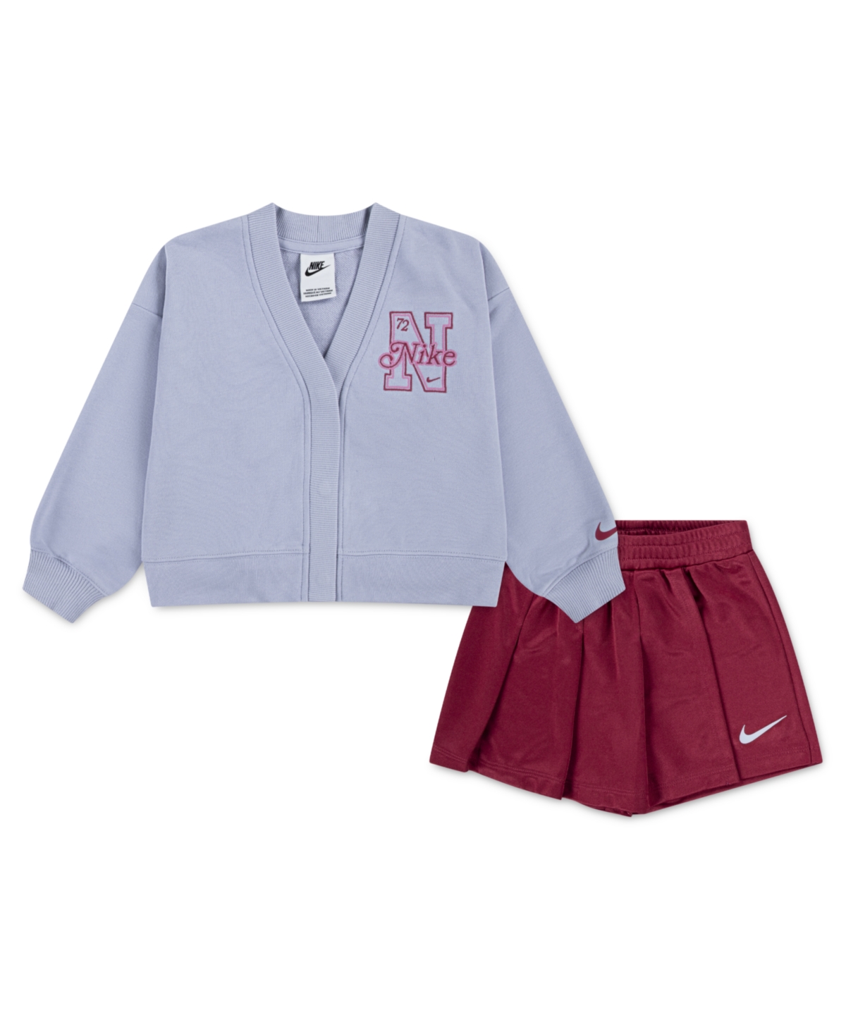 Nike Toddler Girls 2-piece Varsity Prep Cardigan And Skort Set In Burgundy