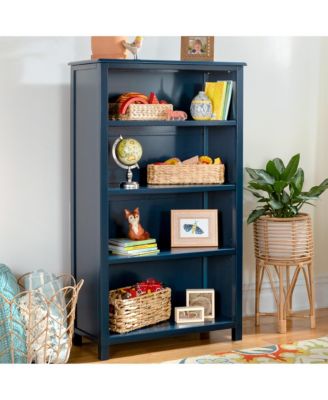 Taiga 4-Shelf Bookcase - Navy: 54" Bookshelf and Storage Unit for Bedrooms or Playrooms, Wooden Shelving for Books, Toys, School Supplies