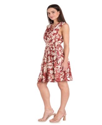 Petite Chiffon Printed Surplice Sleeveless Dress