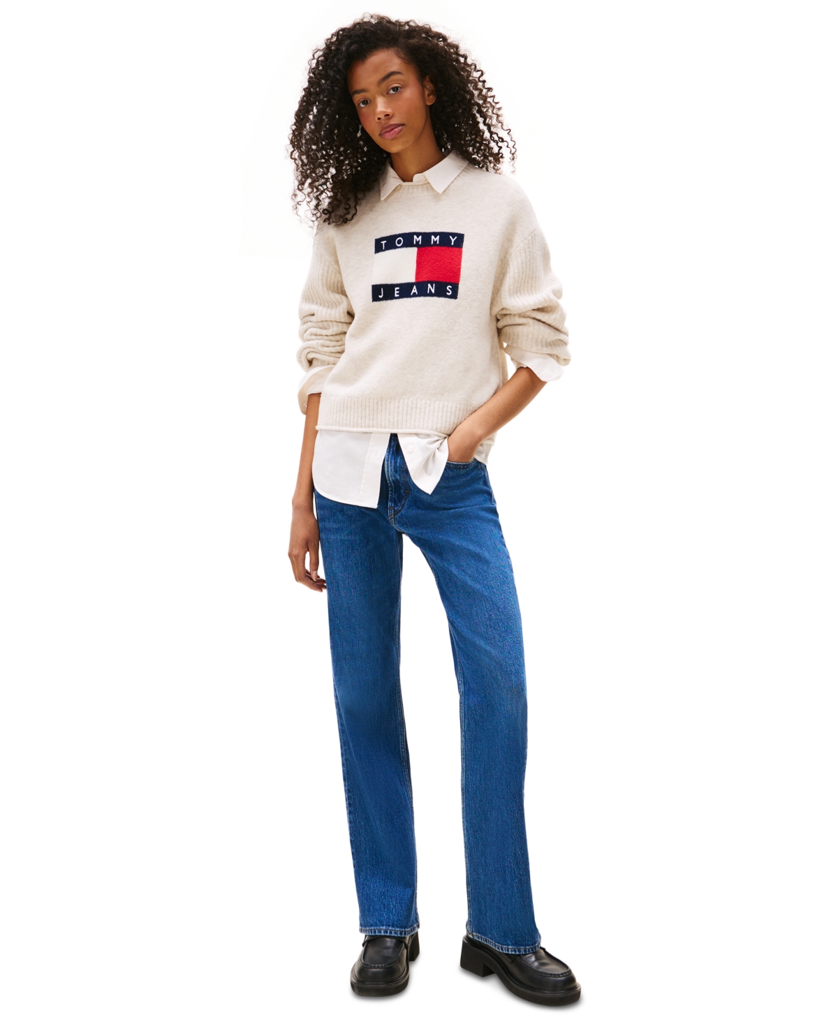 Tommy Jeans Women's Melange-Flag Crewneck Sweater