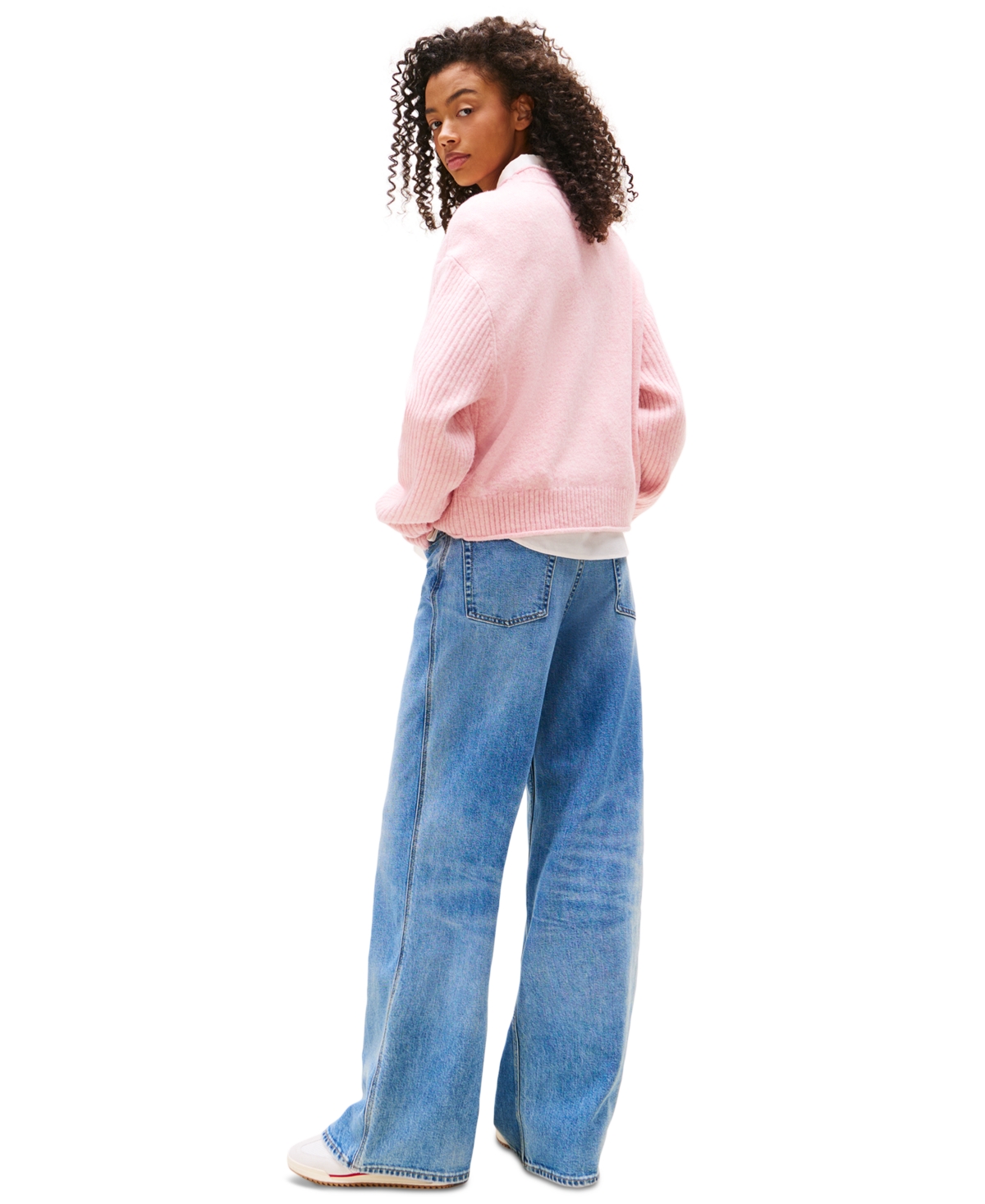 Tommy Jeans Women's Melange-flag Crewneck Sweater In Pink