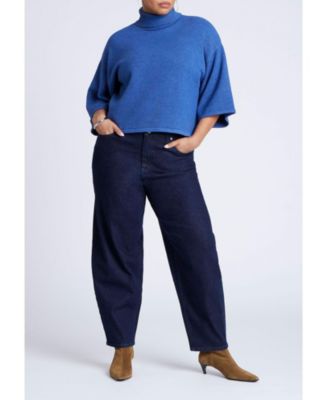 Women's Boxy Three Quarter Sleeve Turtleneck