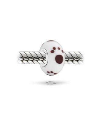 Pet Paw Print Murano Glass Charm Bead Sterling Core