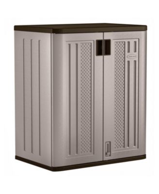 9 Cu Ft Heavy Duty Resin Garage Base Storage Cabinet, Platinum (2 Pack)