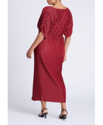 Women's Plus Size Draped Plisse Dress