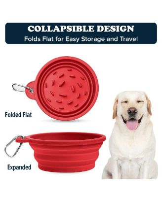 Slow-Feeder, Non-Skid, BPA-Free Silicone Travel Dog Bowl