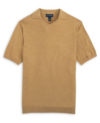 Vee Neck Knit Polo, Denim