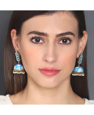 Floral-Enamel Drop Earrings