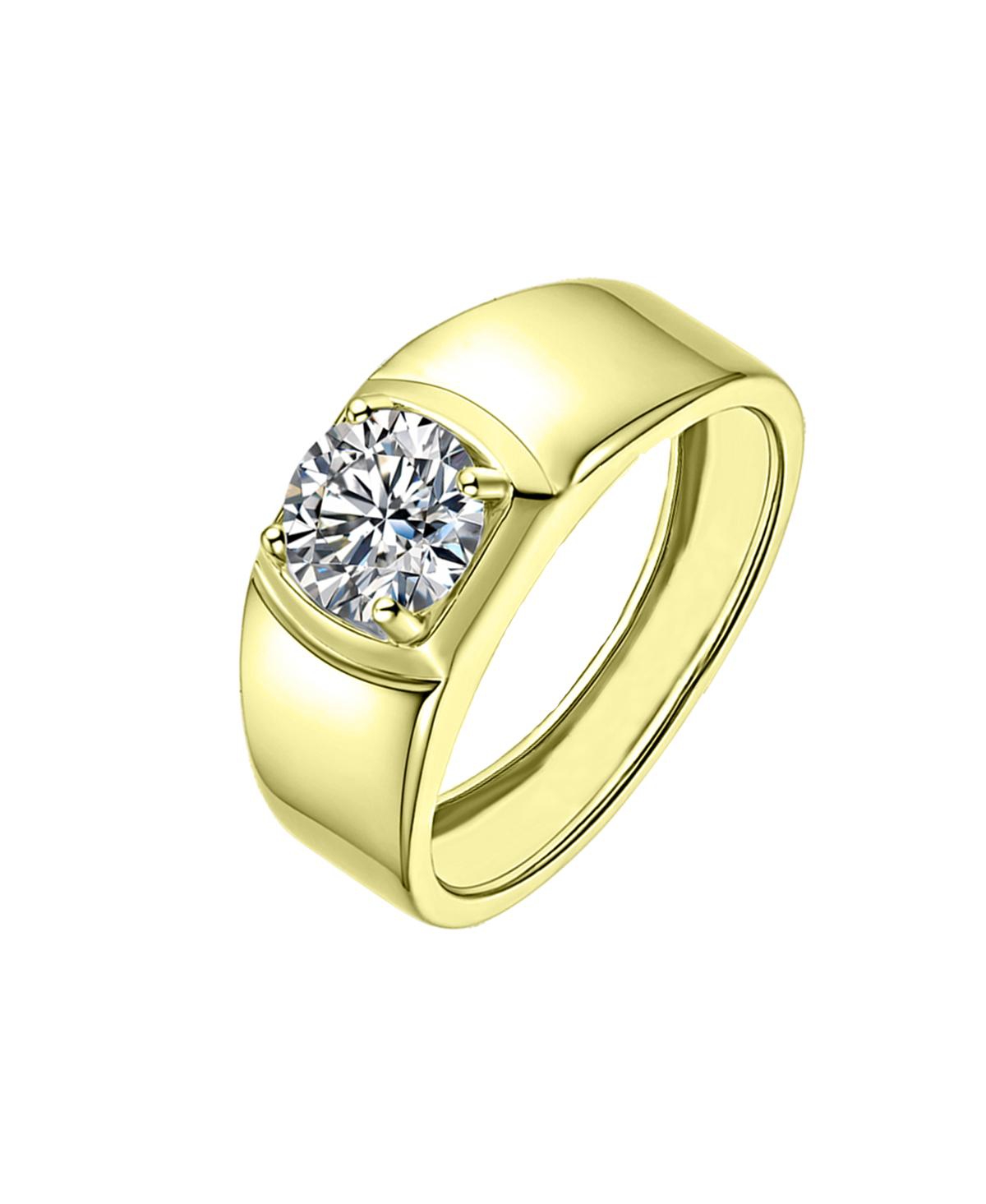 Men's Clear Cubic Zirconia Sleek Adjustable Band Ring - Gold