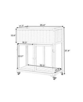 Patio Mini Wood Cold Frame, Compact 2 Doors Garden Greenhouse with Wheels