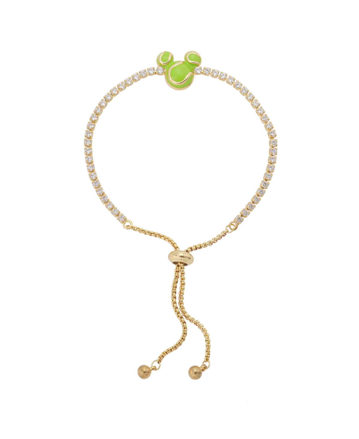 Disney Mickey Mouse Cubic Zirconia Ball Tennis Bolo Bracelet