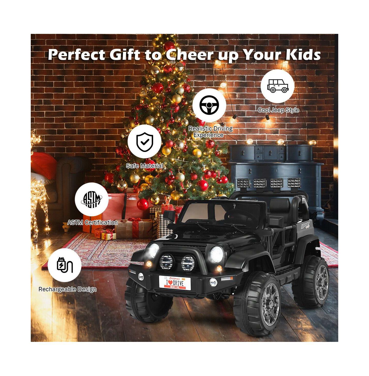 Детская игрушка Mecale 12V 2 Seater Remote Control Kids Ride On Car, Ages 3-7, цвет: Чёрный — фото 6