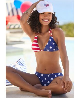 Women's American Flag Triangle Bikini Swimsuit Top Bra Sizing