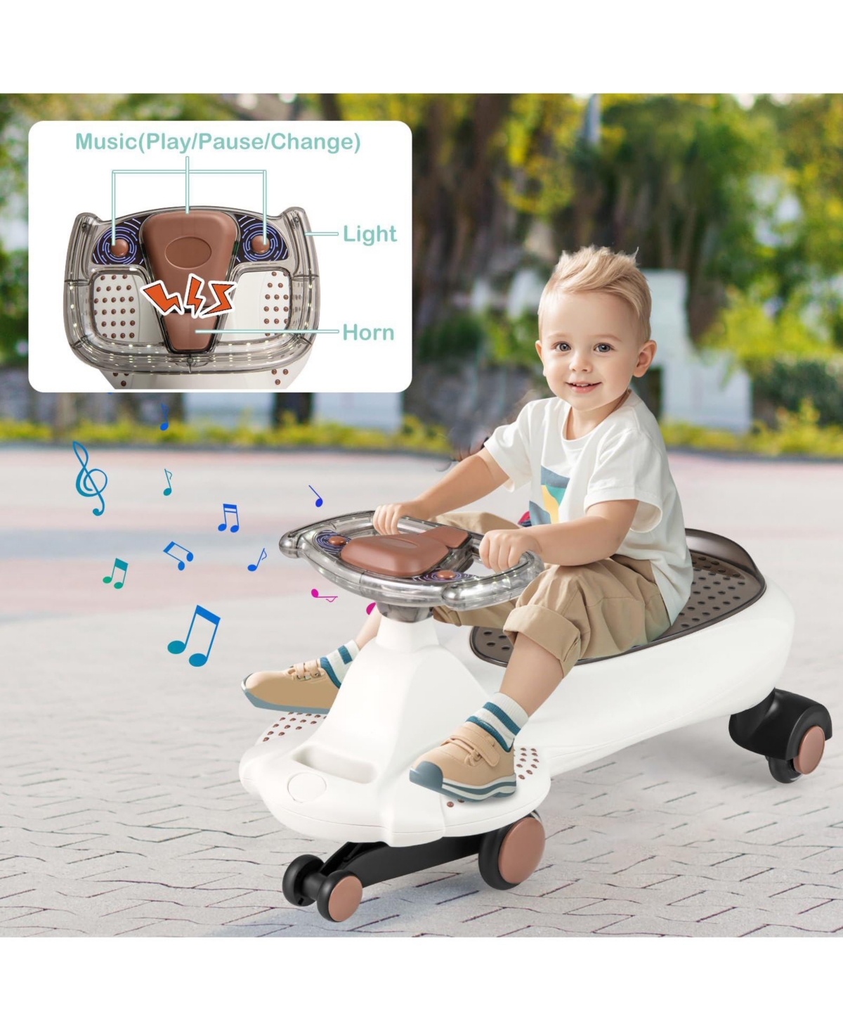 Wiggle Car with Hauling Rope Ride on Toy with Under-Seat Storage