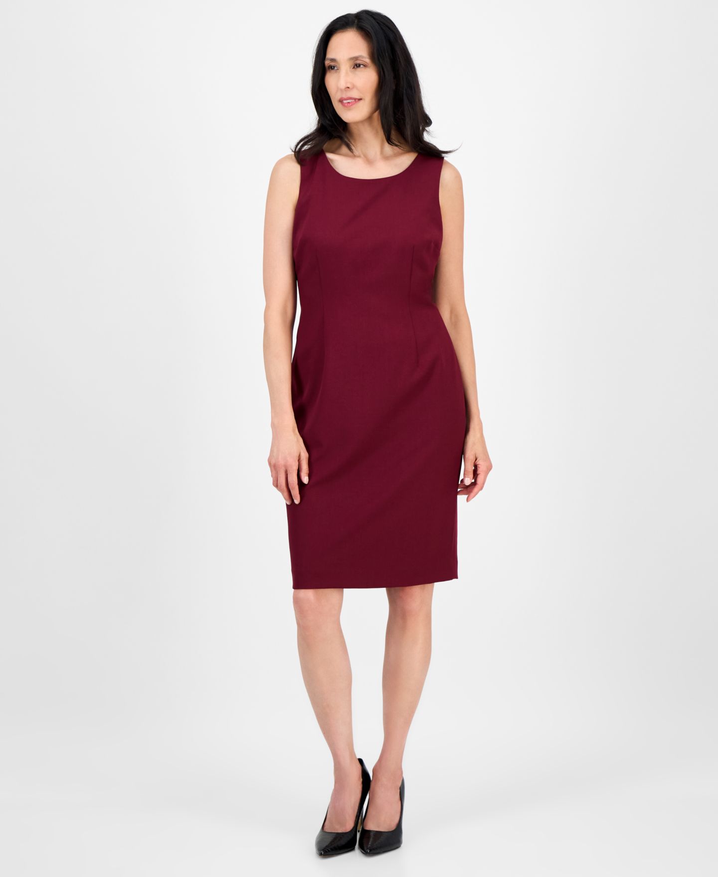 Женские платья Le Suit Topper Jacket & Sleeveless 2 Piece Dress Suit, Regular & Petite, цвет: Бордо — фото 6