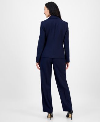 Women's Notched Collar Wide-Leg Pantsuit Set, Regular & Petite