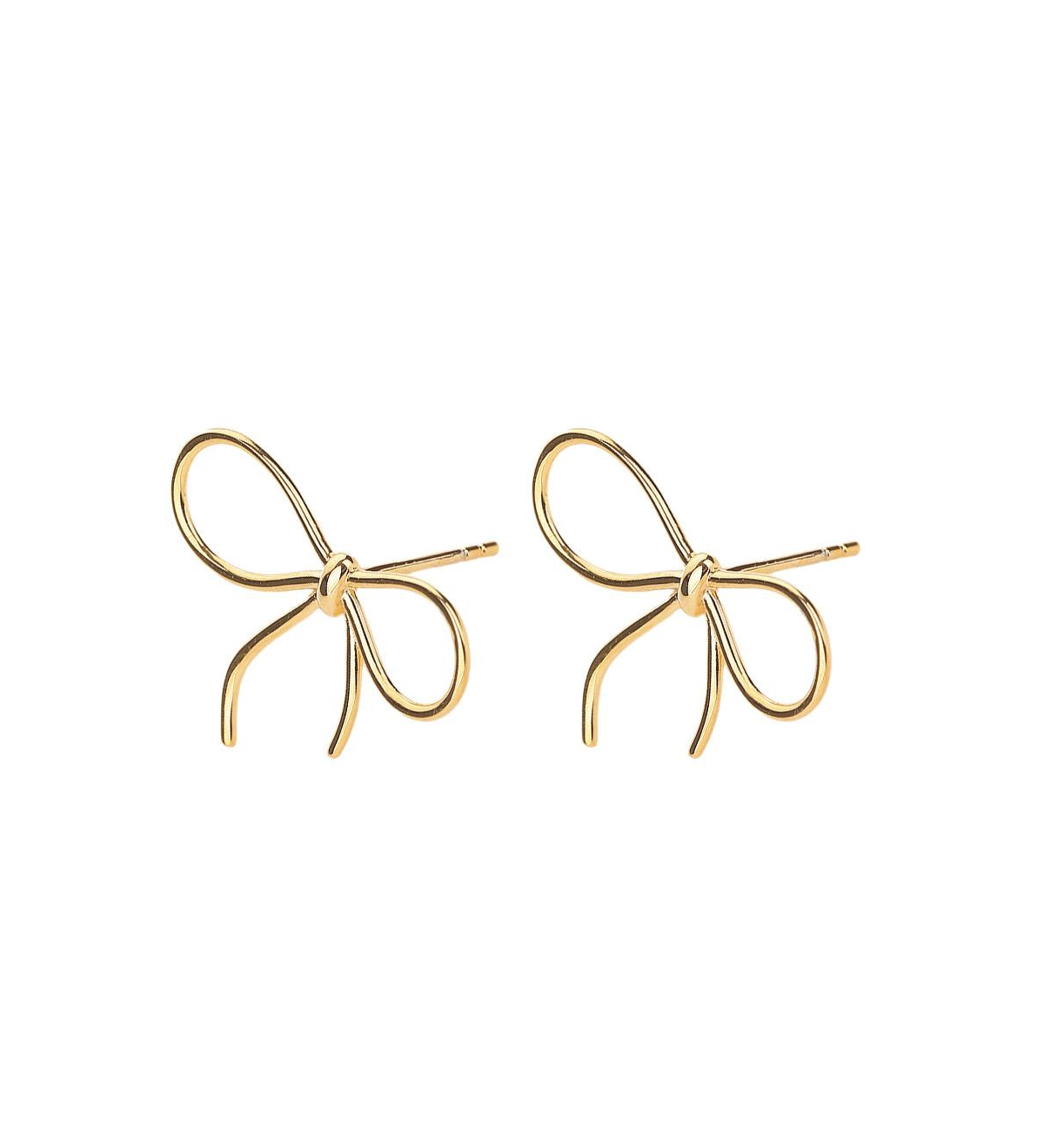Sterling Silver 18k Gold Plated Colette Chic Bow Stud Earrings - Gold