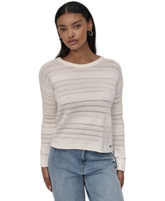 DKNY Jeans - Petite Crewneck Open-Stitch Cotton Sweater