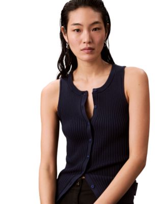 Women's Smooth Cotton Rib Sweater Tank