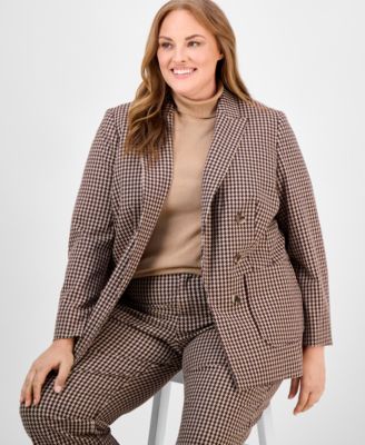 Plus Size Houndstooth Blazer