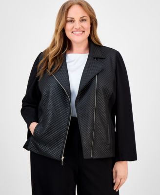 Anne Klein - Plus Size Quilted Moto Jacket
