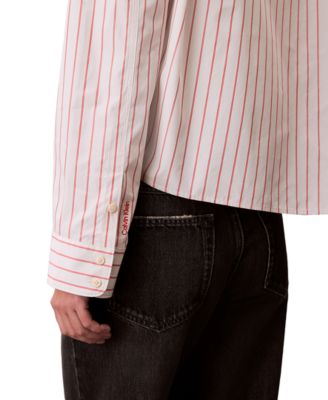 Women's Stripe Boxy Cotton Crop Shirt
