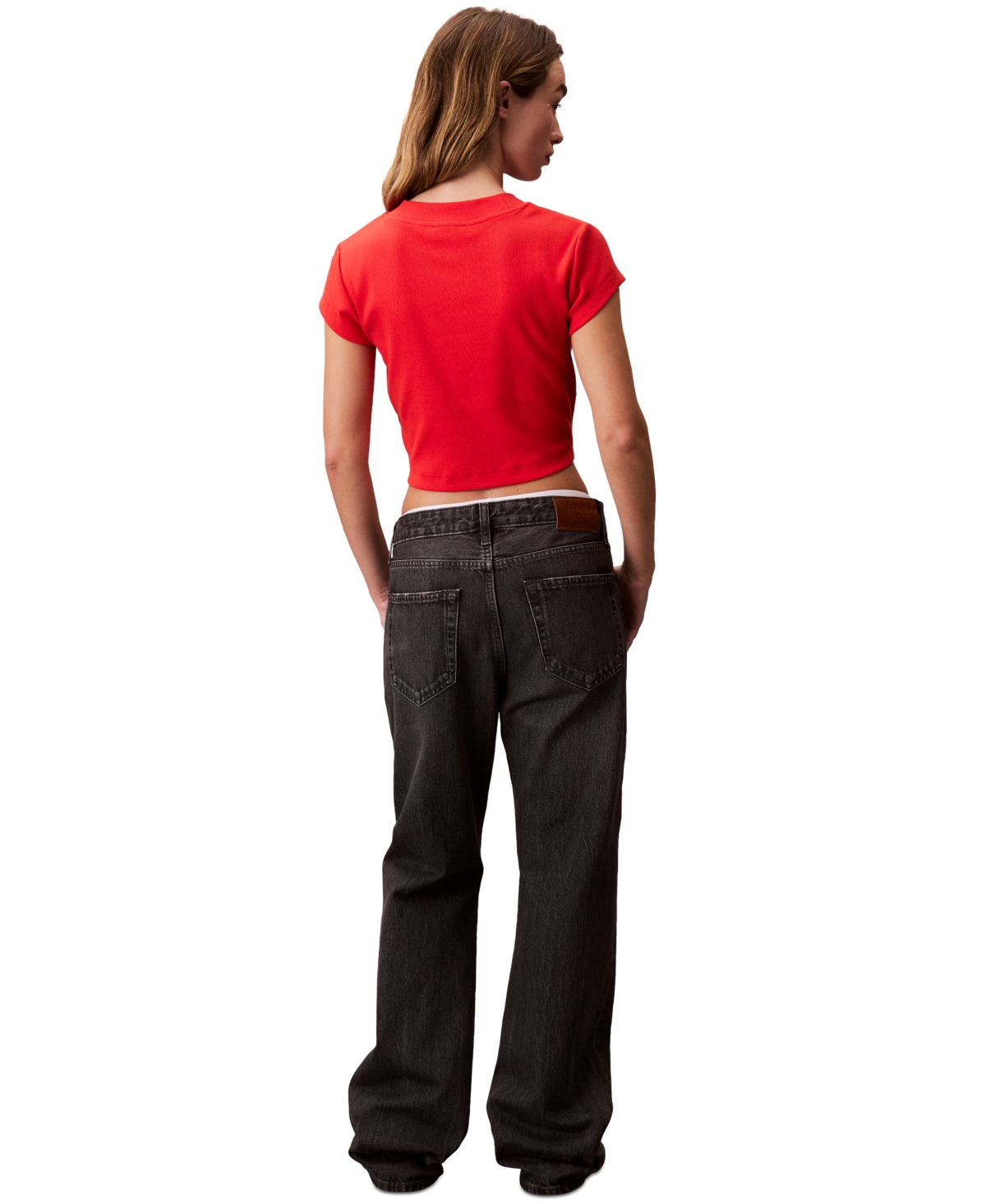 Calvin Klein Jeans Est.1978 Monogram Baby Tee In Red