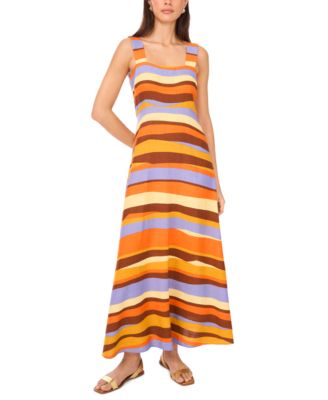 Vince Camuto - Women's Striped Square-Neck Maxi Dress