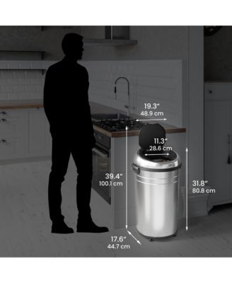 Stainless Steel Sensor Trash Can with Dual AbsorbX Odor Filters and Wheels, Silver