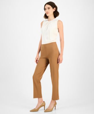 Petite Hollywood-Waist Pull-On Ankle Pants