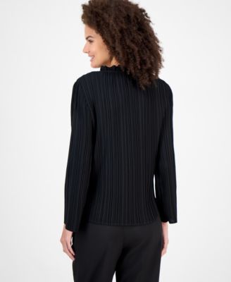 Women's Split-Neck Pleated Blouse