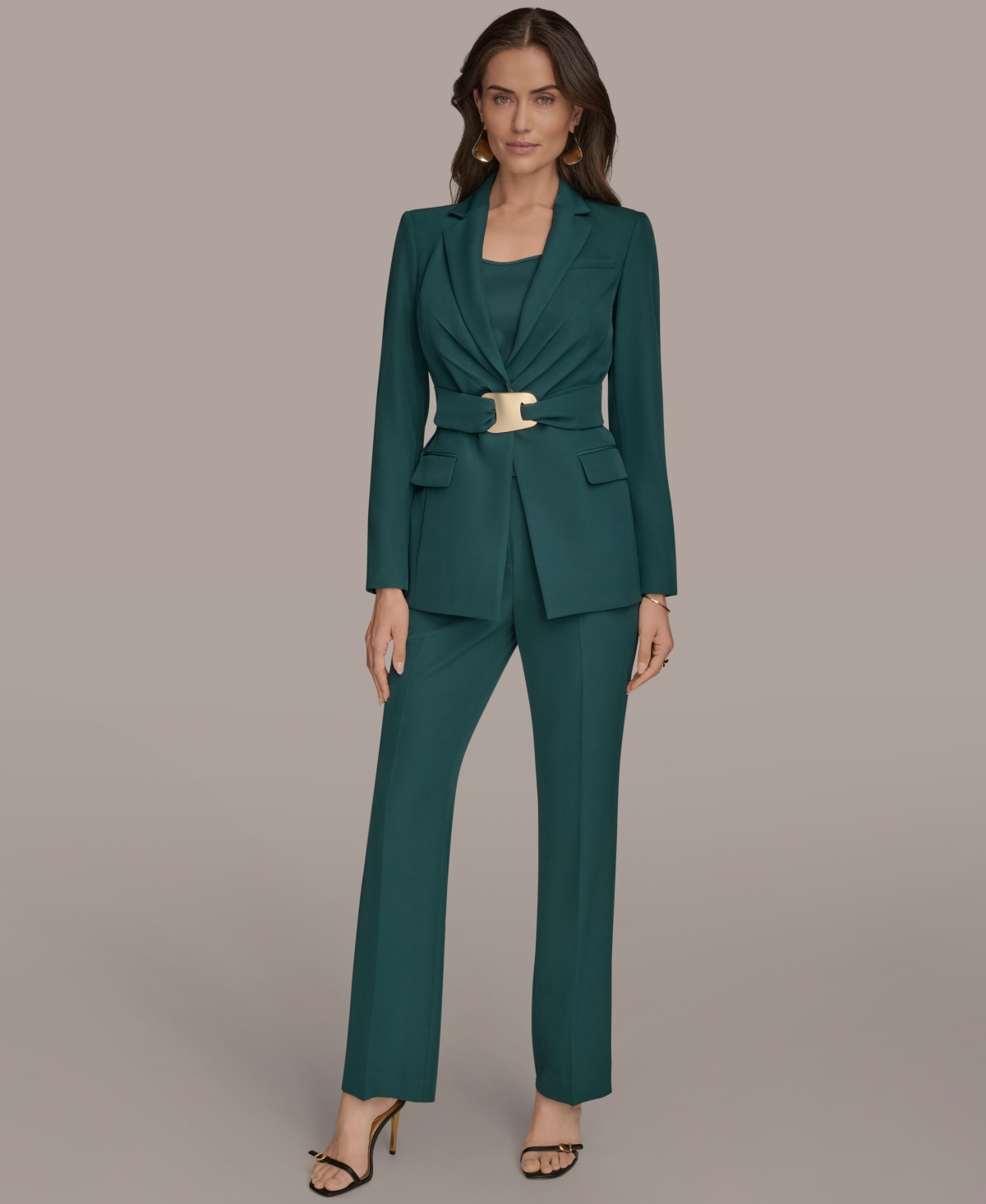 Donna Karan Women's Belted Hardware Jacket, Regular & Petite In Green