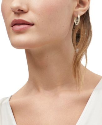 Polished Triple Tube Oval Hoop Earrings in 10k Gold