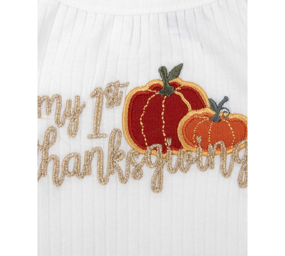 Baby Essentials Baby My 1st Thanksgiving Bodysuit, Pants, Headband & Socks, 4 Piece Set In White