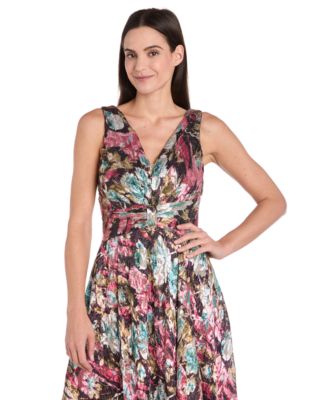 Women's Sleeveless Metallic A-Line Dress