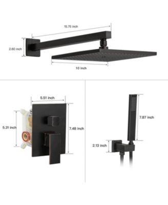 Luxurious Single Handle 2-Spray 10 in. Wall Mount Square Shower Head with Hand Shower Faucet