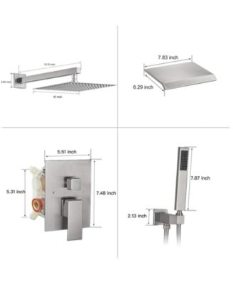 3-Spray Patterns With 2.5 GPM 10 in. Showerhead Wall Mounted Dual Shower Heads With Valve