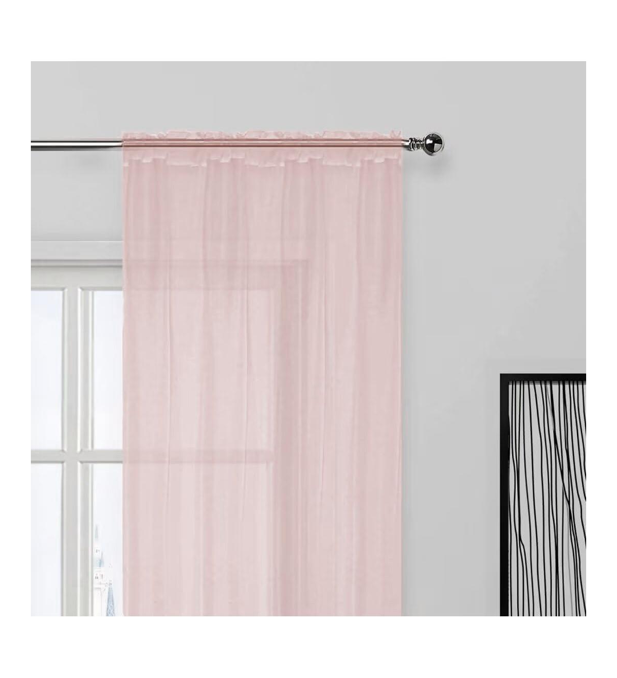 Kate Aurora Hotel Lux 2 Piece Rose Pink Rod Pocket Sheer Curtain Panels