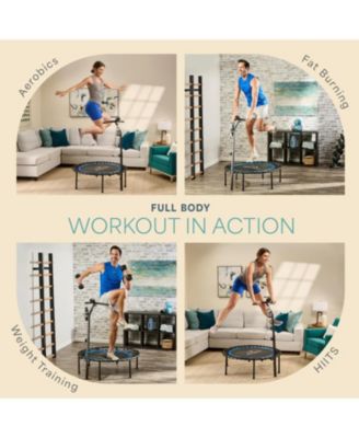 JumpTrack 40” Rebounder Trampoline with Jump Counter – Low-Impact Silent Bungee System for Home Cardio – Supports Up to 350 lbs