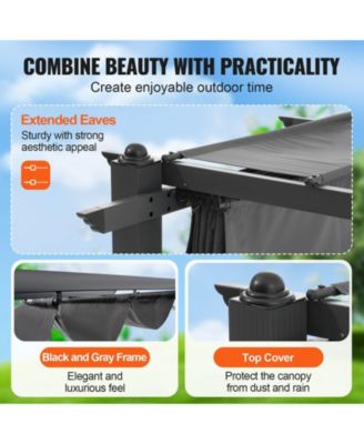 Outdoor Retractable Pergola with Sun Shade Canopy Aluminum