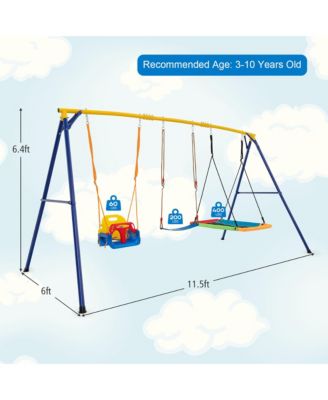 3-in-1 Kids Swing Set 660 LBS Carbon Steel Swing Frame w/ Belt Swing for Toddlers