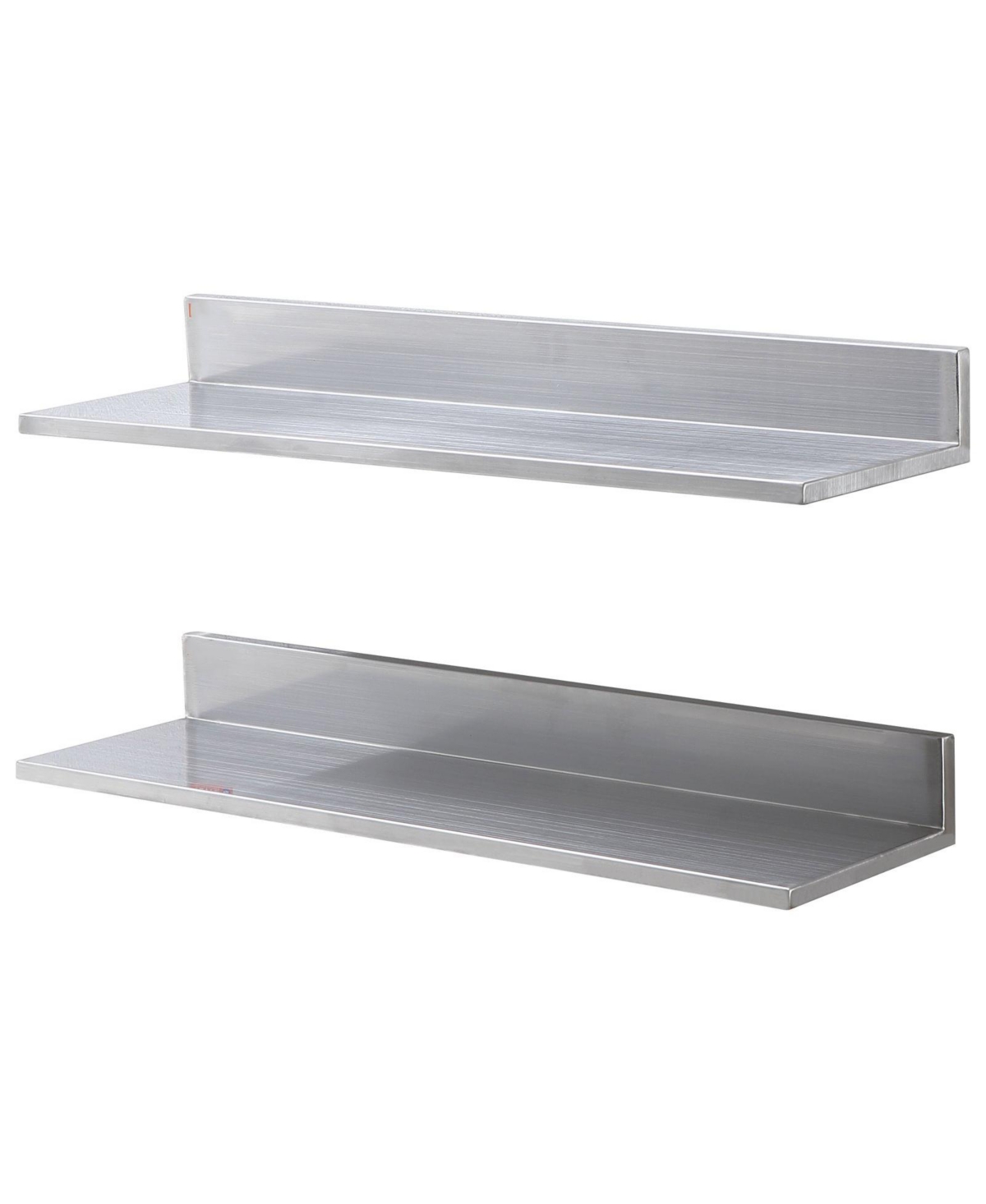 2 Pack Stainless Steel Wall Shelf with Backsplash 44 lbs Load for Kitchen Bar or Hotel - Silver