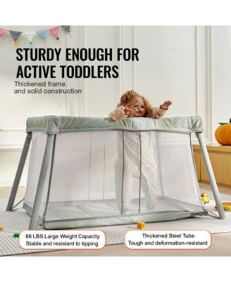 Baby Travel Crib Play Yard Folding Baby Toddler Playpen with Zipper Gate