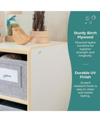 EdQ 8 Cubby Toy Storage Organizer 30" - Natural: Wooden Cube Bookshelf, Kids' Playroom and Bedroom Toy Organizer with Bins