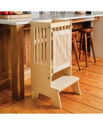 Jr. Contemporary Kitchen Helper Step-Up | Natural: Adjustable Wooden Montessori Toddler Tower, Kitchen and Bathroom Step Stool for Kids