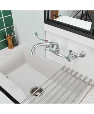 Double Handle 8 in. Swivel Spout 8 in. Center Wall Mount Standard Kitchen Faucet