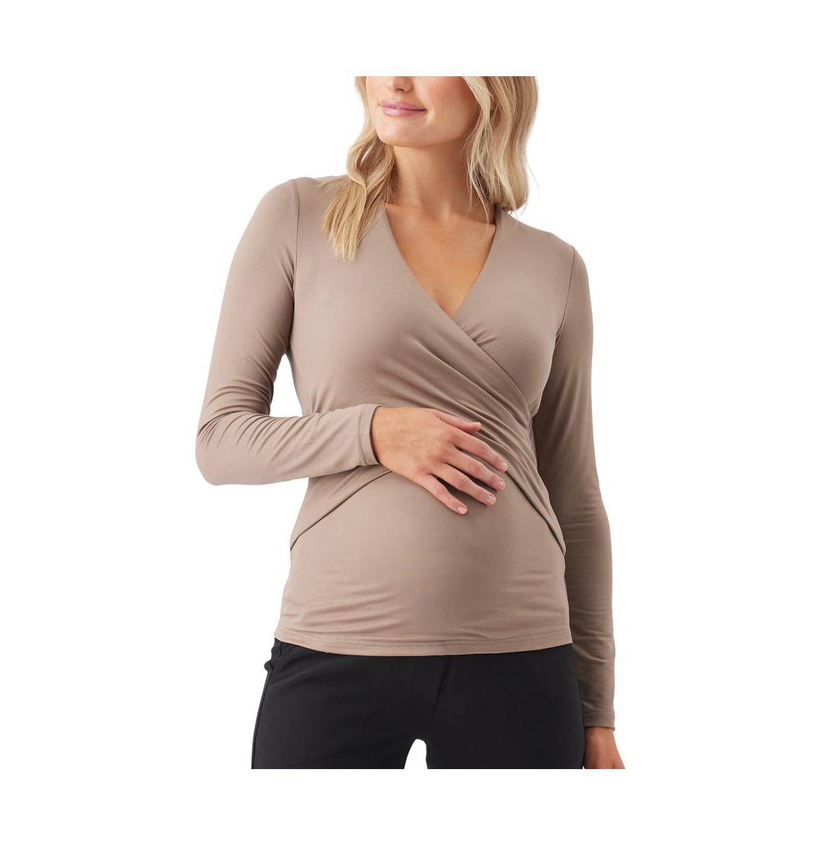Maternity Luxe Knit Embrace Nursing Top - Mocha