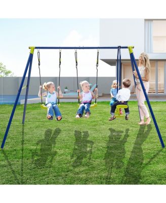 440 lbs Swing Set 2-in-1 Kids Swing Stand w/ Two Swings & One Glider for Backyard