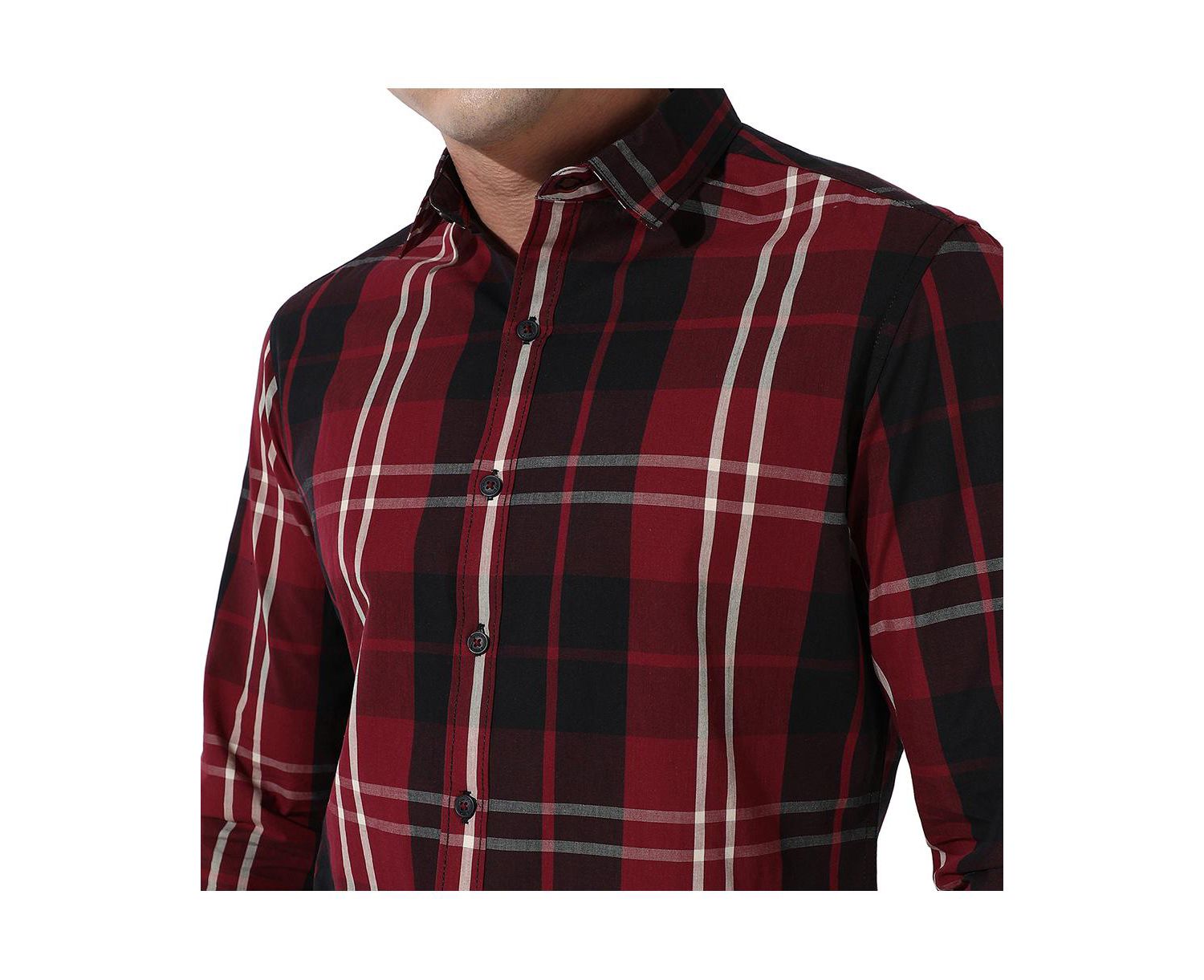 Men's Plaid Red Cotton Shirt