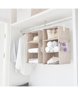 Set of 2 Attachable 3 Shelf Reinforced Hanging Closet Organizers, 50lbs Weight Capacity - Clay